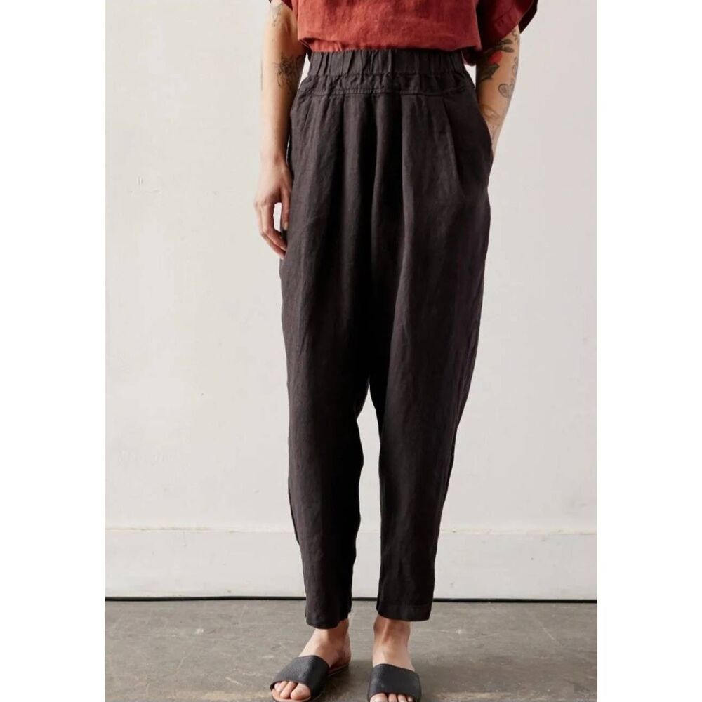 Black Crane  linen Carpenter Pants in Black sz Small